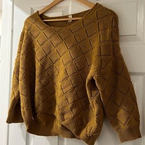 Oversized mustard crochet sweater free size